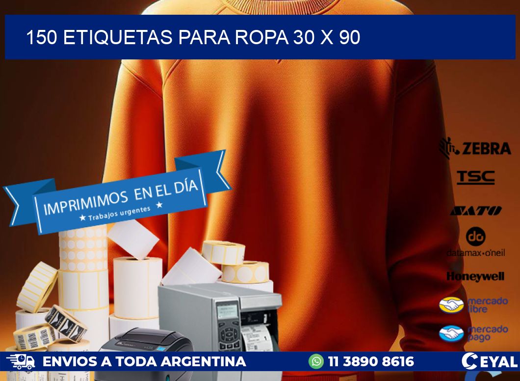 150 ETIQUETAS PARA ROPA 30 x 90