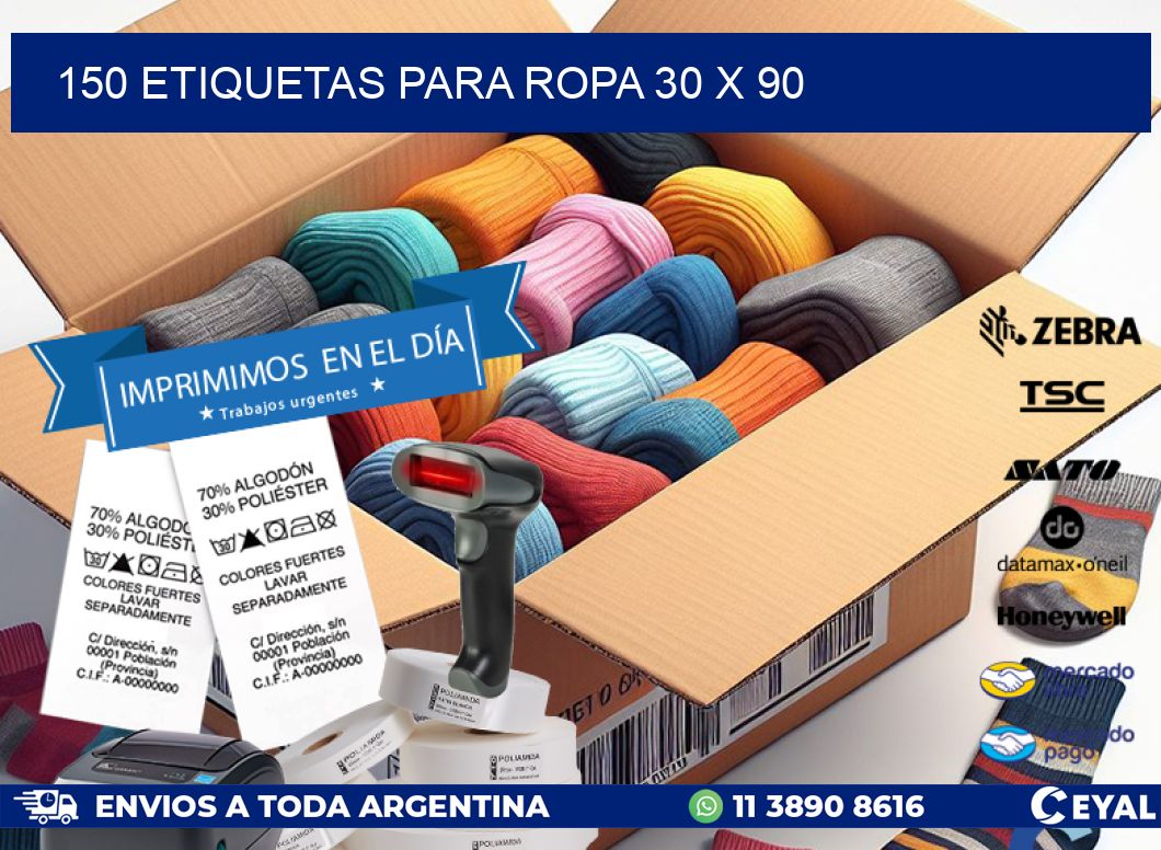 150 ETIQUETAS PARA ROPA 30 x 90
