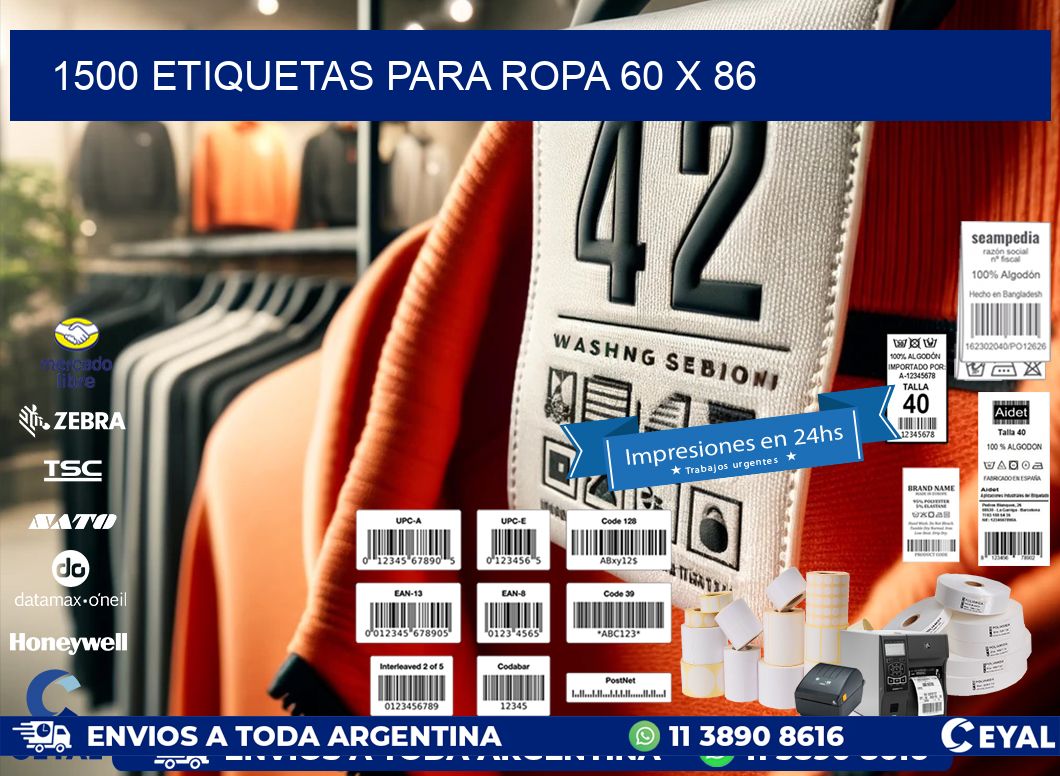 1500 ETIQUETAS PARA ROPA 60 x 86