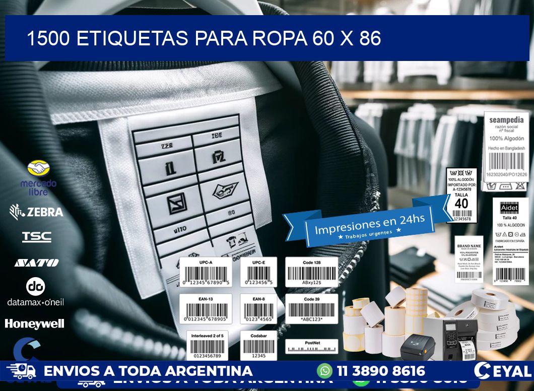 1500 ETIQUETAS PARA ROPA 60 x 86