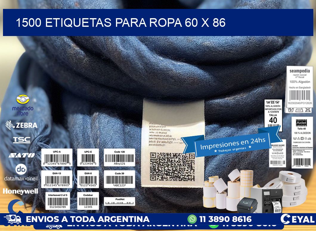 1500 ETIQUETAS PARA ROPA 60 x 86