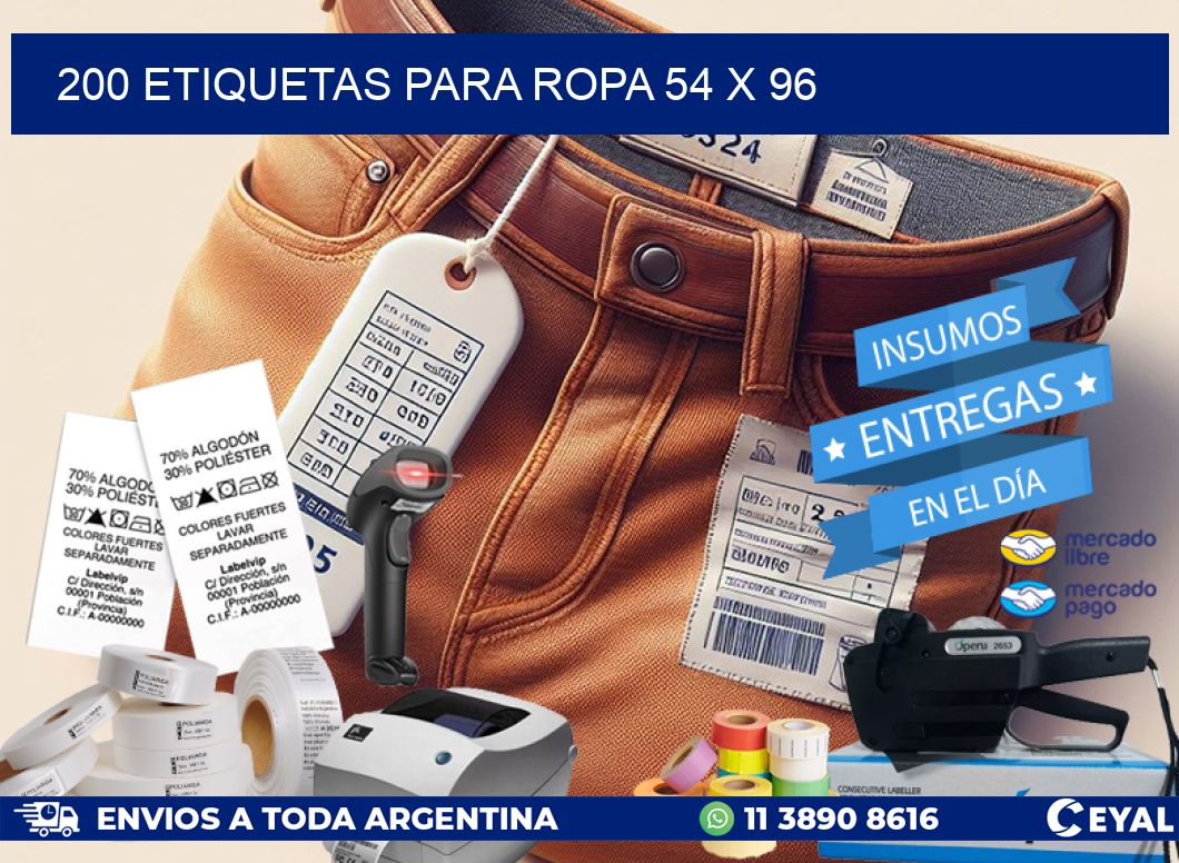 200 ETIQUETAS PARA ROPA 54 x 96