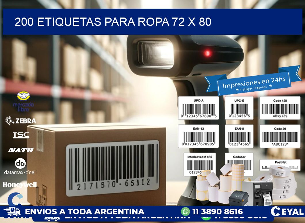 200 ETIQUETAS PARA ROPA 72 x 80