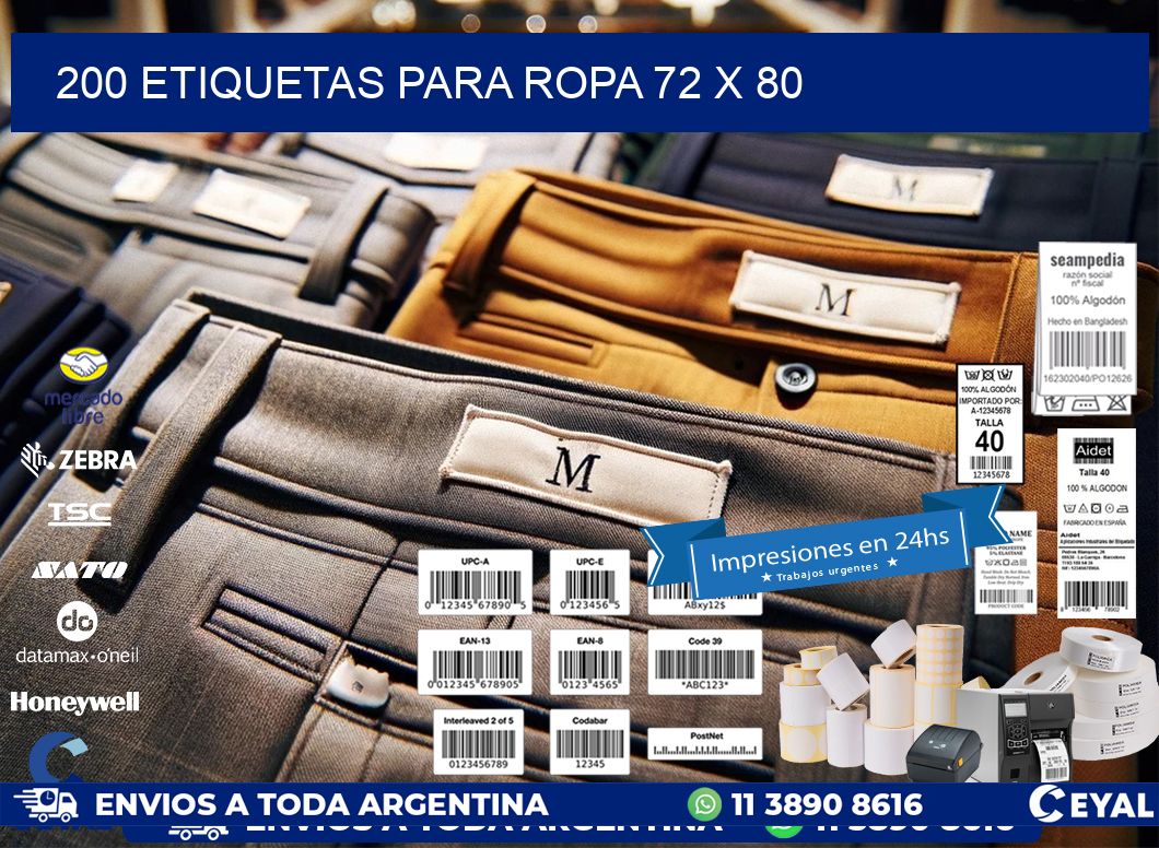 200 ETIQUETAS PARA ROPA 72 x 80