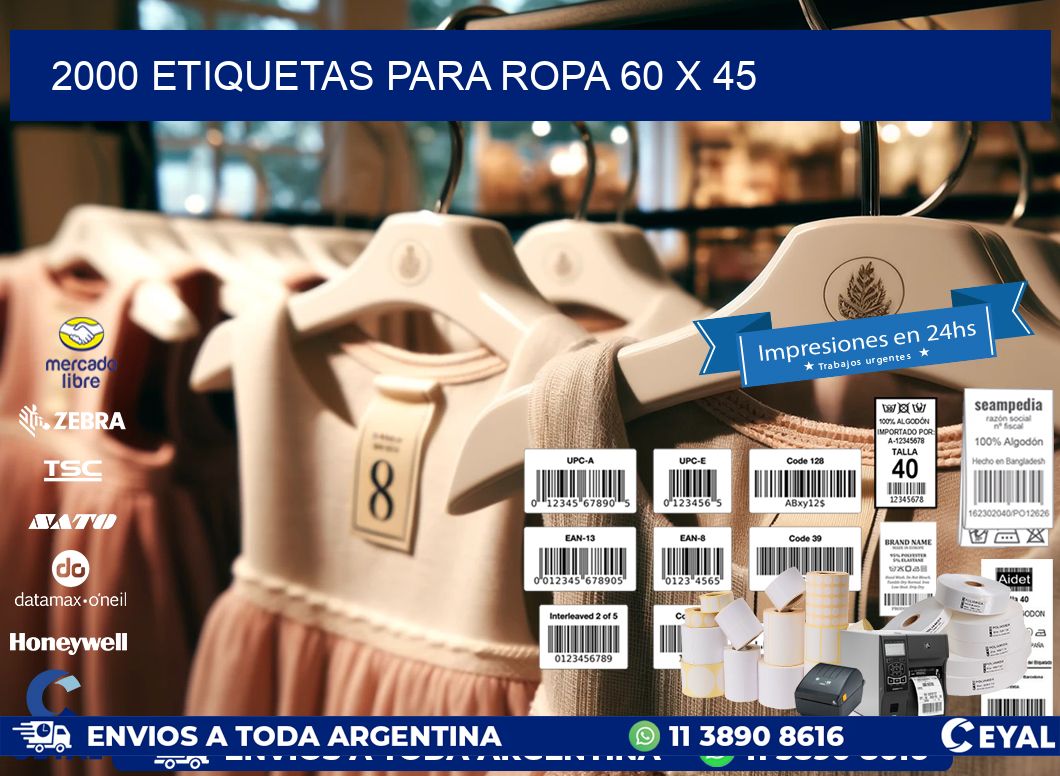 2000 ETIQUETAS PARA ROPA 60 x 45