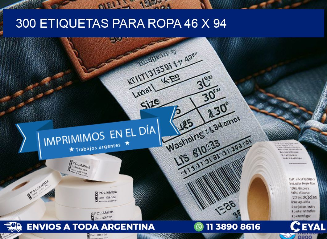 300 ETIQUETAS PARA ROPA 46 x 94