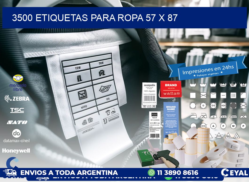 3500 ETIQUETAS PARA ROPA 57 x 87
