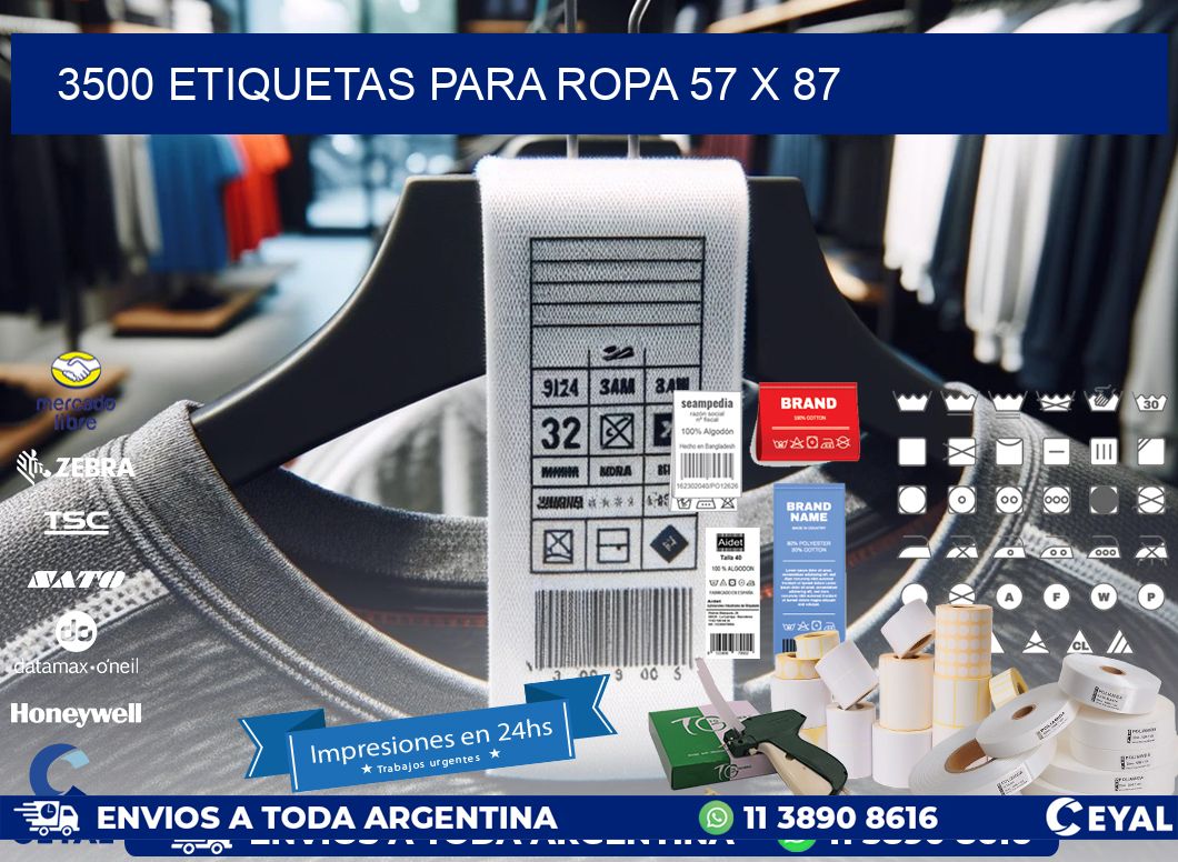3500 ETIQUETAS PARA ROPA 57 x 87