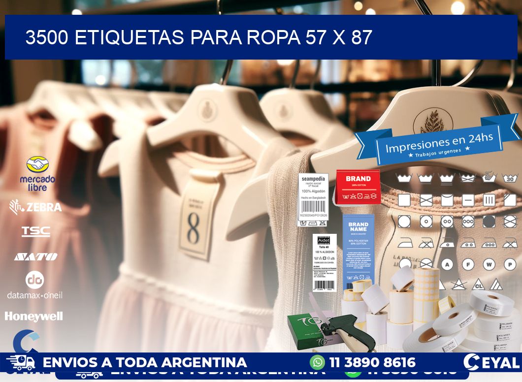 3500 ETIQUETAS PARA ROPA 57 x 87