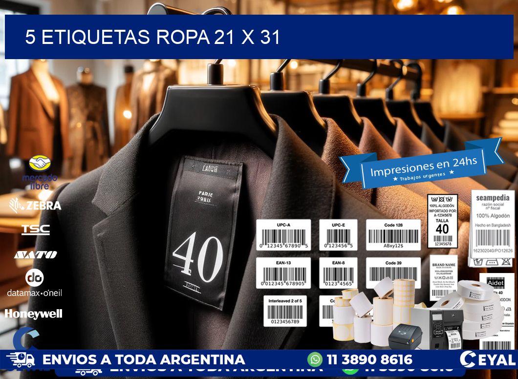 5 ETIQUETAS ROPA 21 x 31