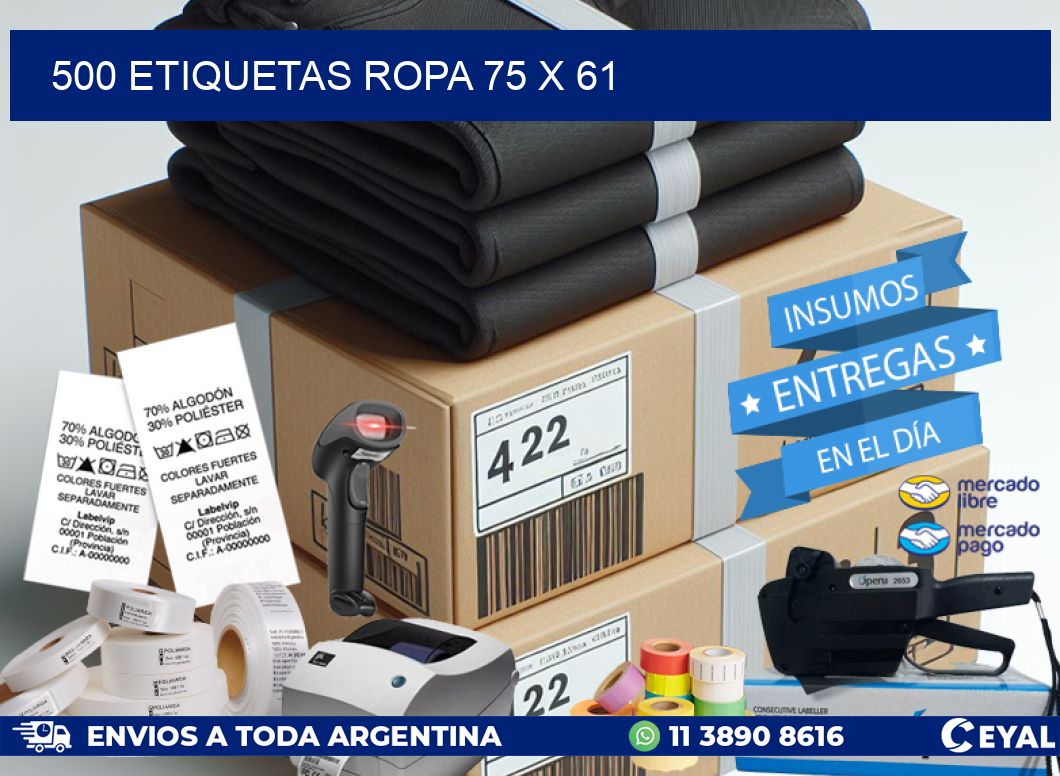500 ETIQUETAS ROPA 75 x 61