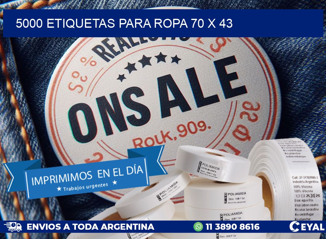 5000 ETIQUETAS PARA ROPA 70 x 43