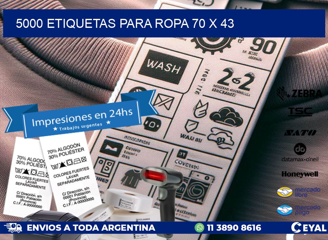 5000 ETIQUETAS PARA ROPA 70 x 43