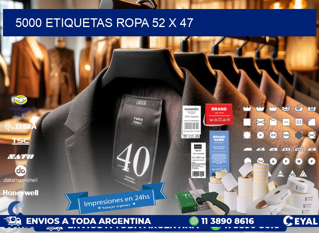 5000 ETIQUETAS ROPA 52 x 47