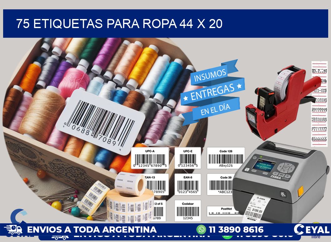 75 ETIQUETAS PARA ROPA 44 x 20
