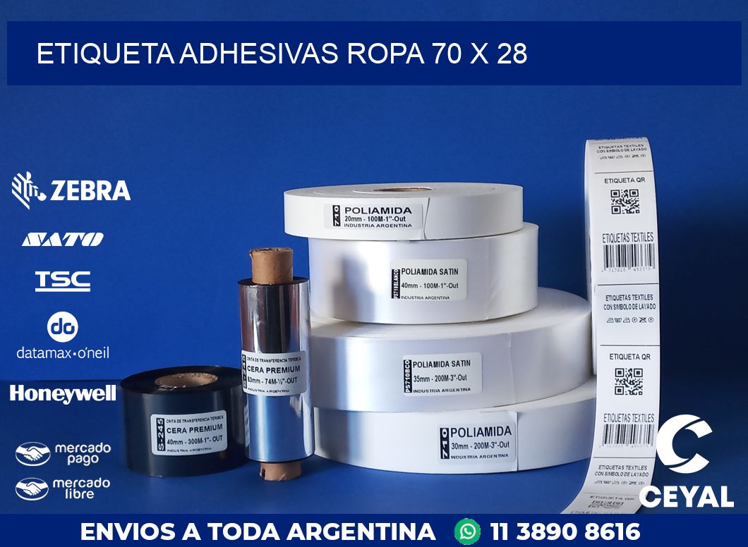 ETIQUETA ADHESIVAS ROPA 70 x 28