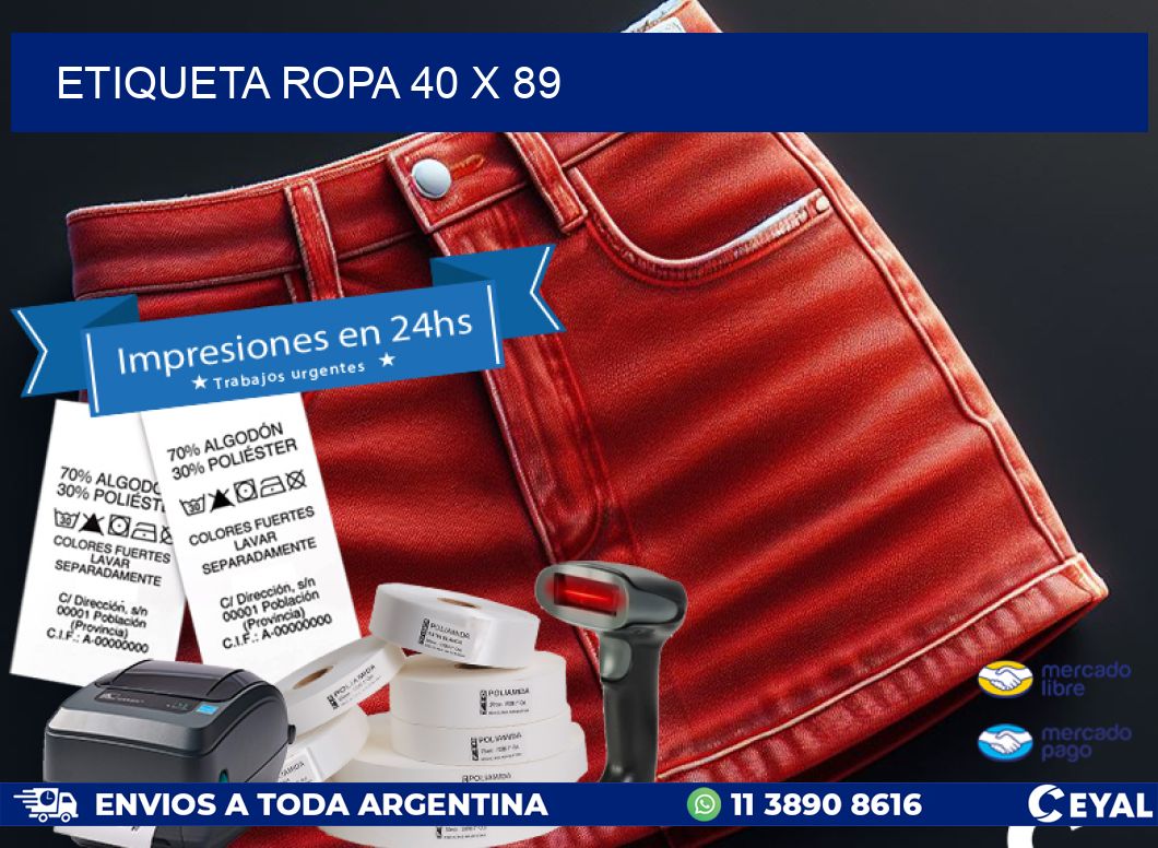 ETIQUETA ROPA 40 x 89