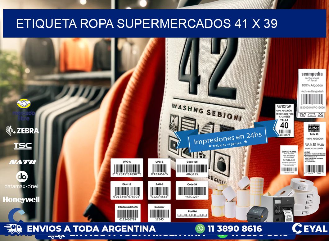 ETIQUETA ROPA SUPERMERCADOS 41 x 39