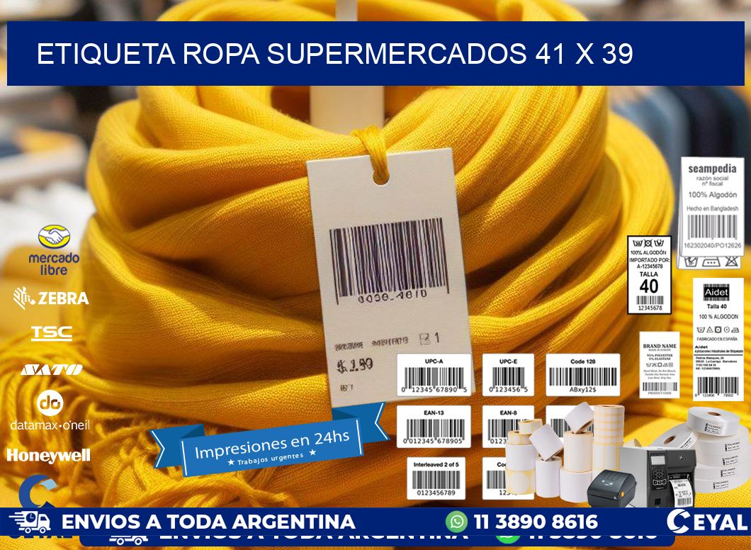 ETIQUETA ROPA SUPERMERCADOS 41 x 39