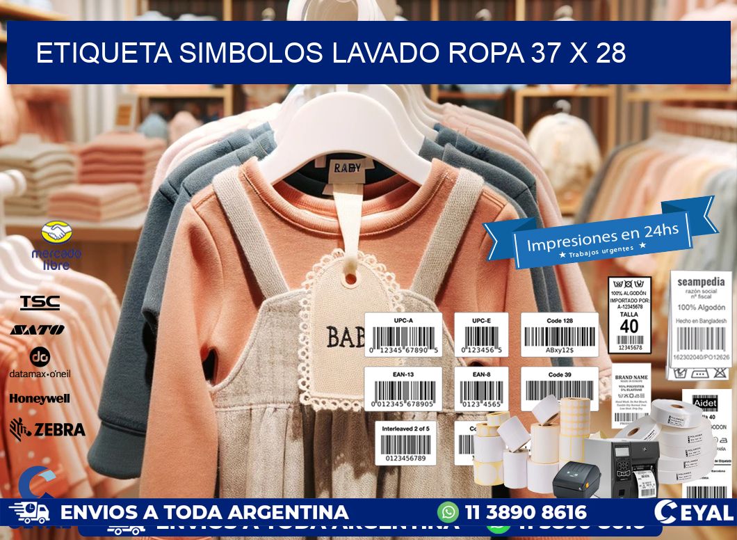 ETIQUETA SIMBOLOS LAVADO ROPA 37 x 28