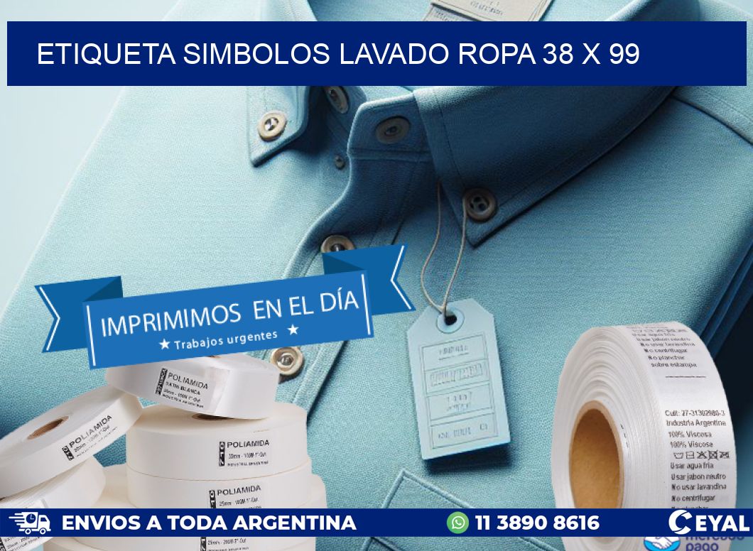 ETIQUETA SIMBOLOS LAVADO ROPA 38 x 99