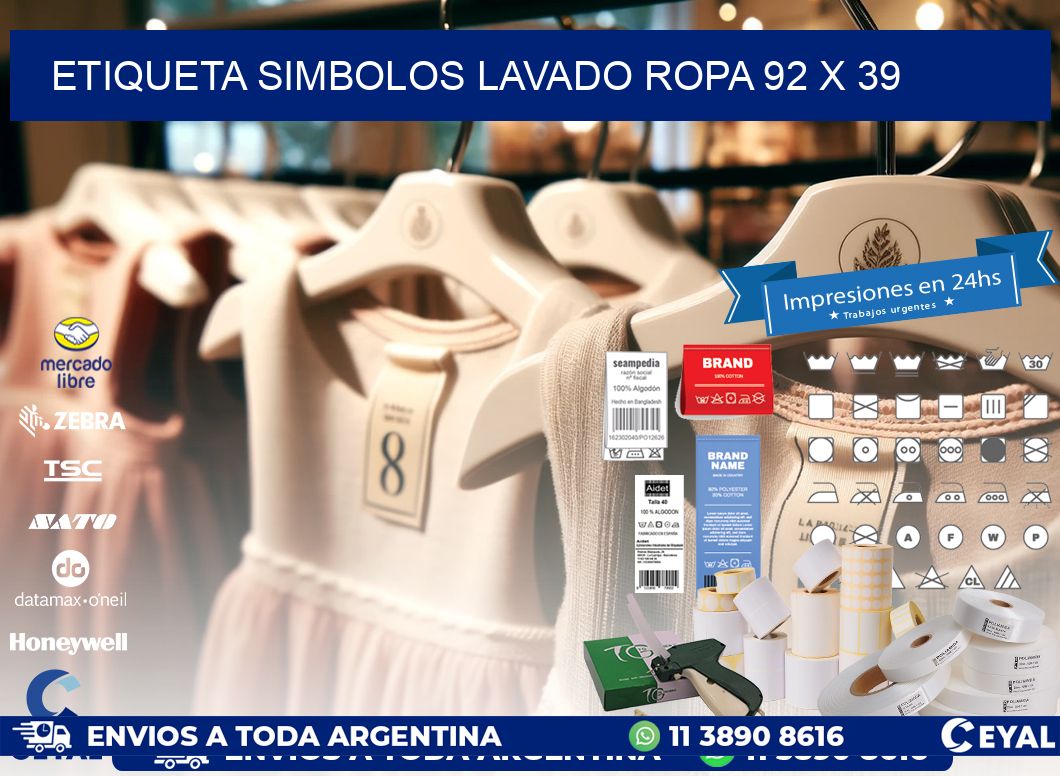 ETIQUETA SIMBOLOS LAVADO ROPA 92 x 39