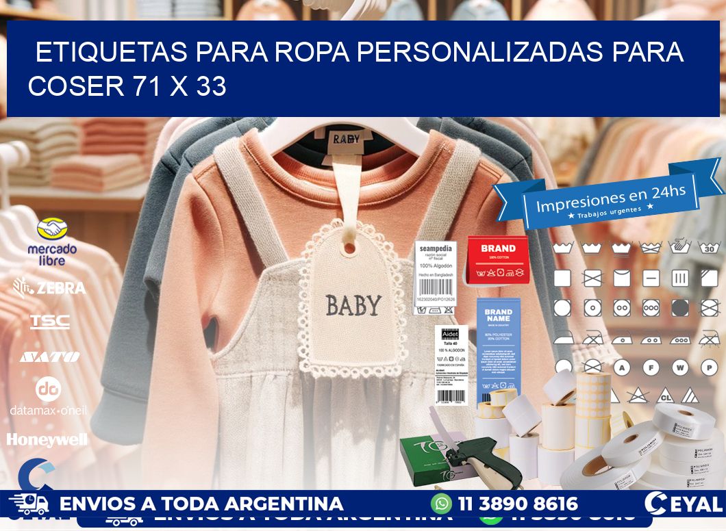 ETIQUETAS PARA ROPA PERSONALIZADAS PARA COSER 71 x 33