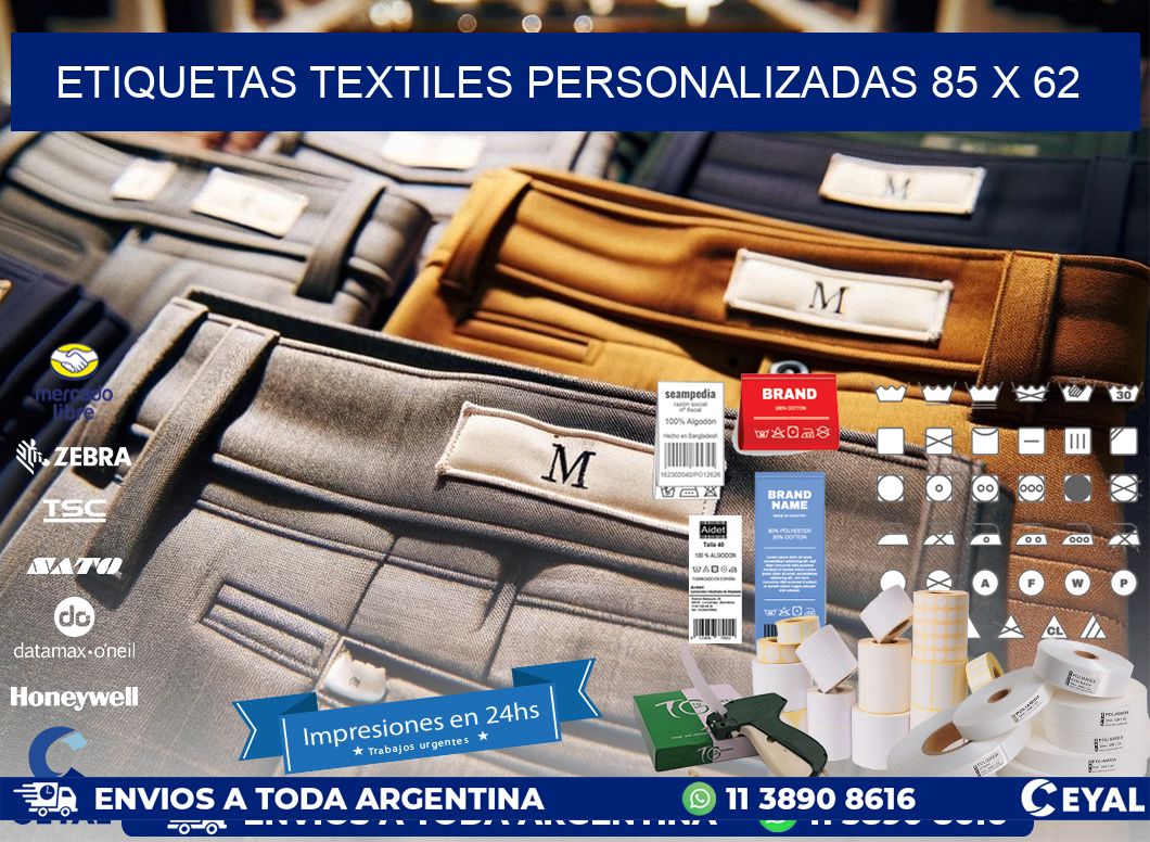 ETIQUETAS TEXTILES PERSONALIZADAS 85 x 62
