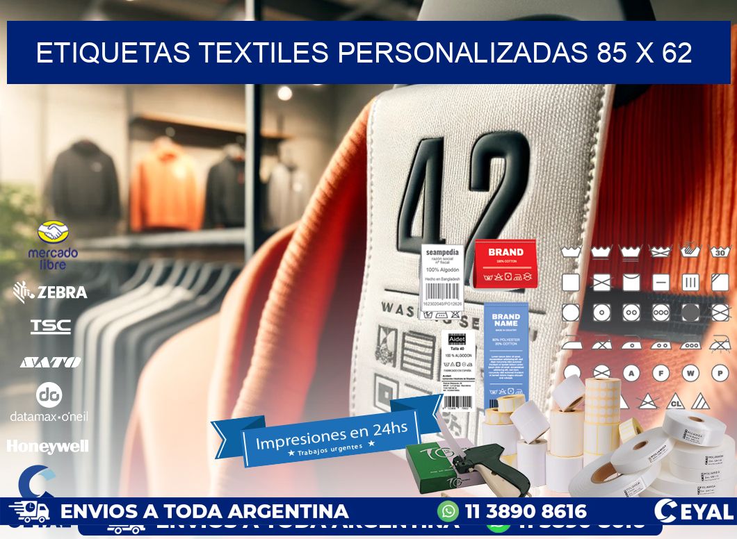 ETIQUETAS TEXTILES PERSONALIZADAS 85 x 62