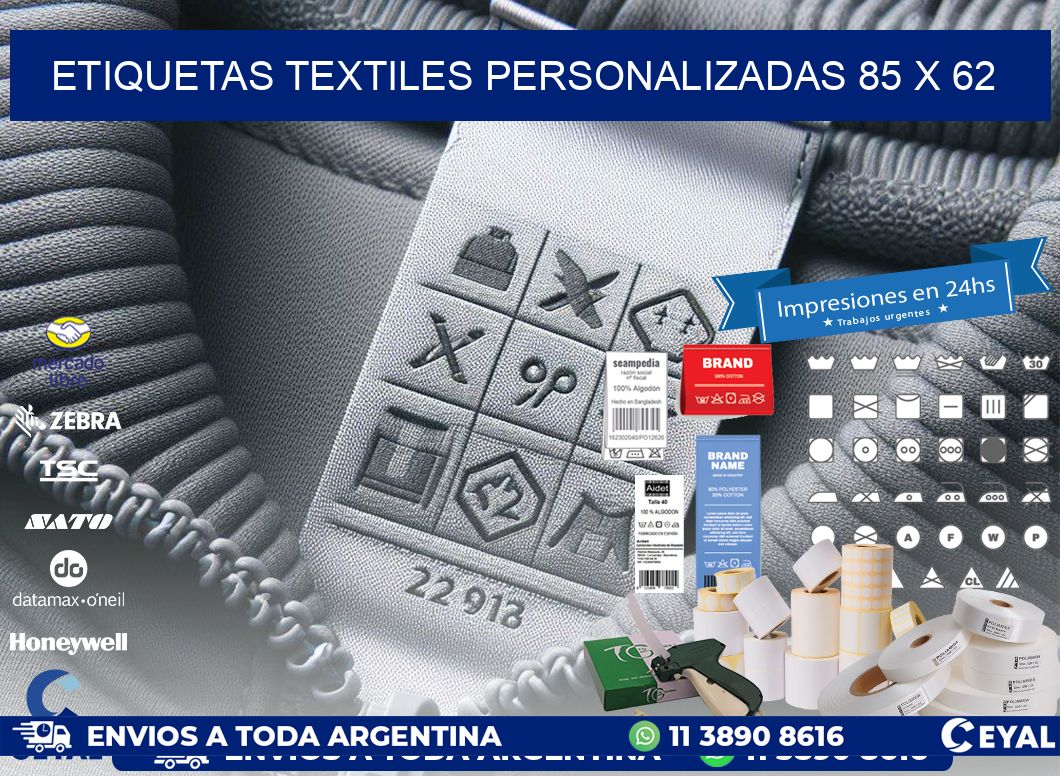 ETIQUETAS TEXTILES PERSONALIZADAS 85 x 62