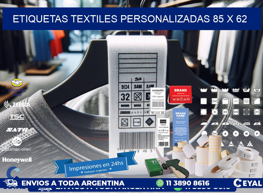 ETIQUETAS TEXTILES PERSONALIZADAS 85 x 62