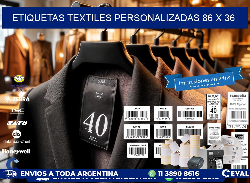 ETIQUETAS TEXTILES PERSONALIZADAS 86 x 36