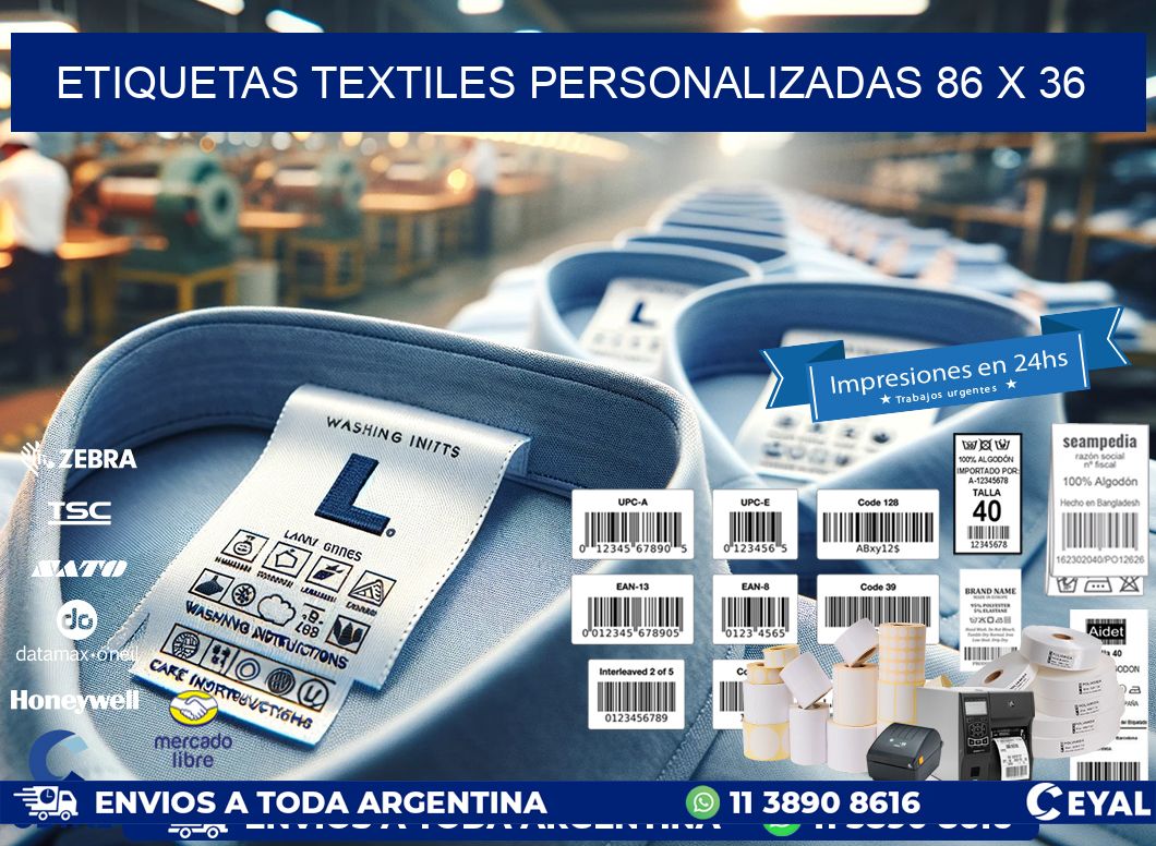 ETIQUETAS TEXTILES PERSONALIZADAS 86 x 36