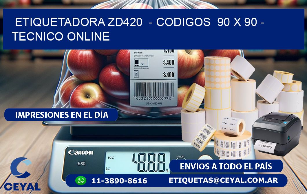 ETIQUETADORA ZD420  - CODIGOS  90 x 90 - TECNICO ONLINE