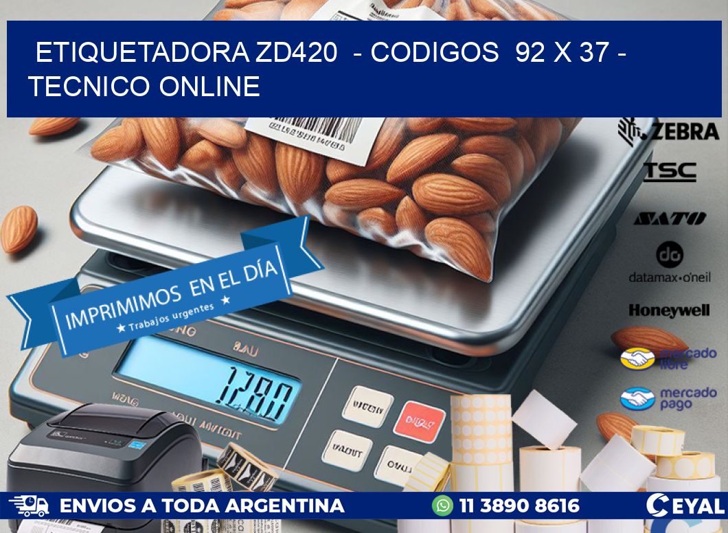 ETIQUETADORA ZD420 - CODIGOS 92 x 37 - TECNICO ONLINE