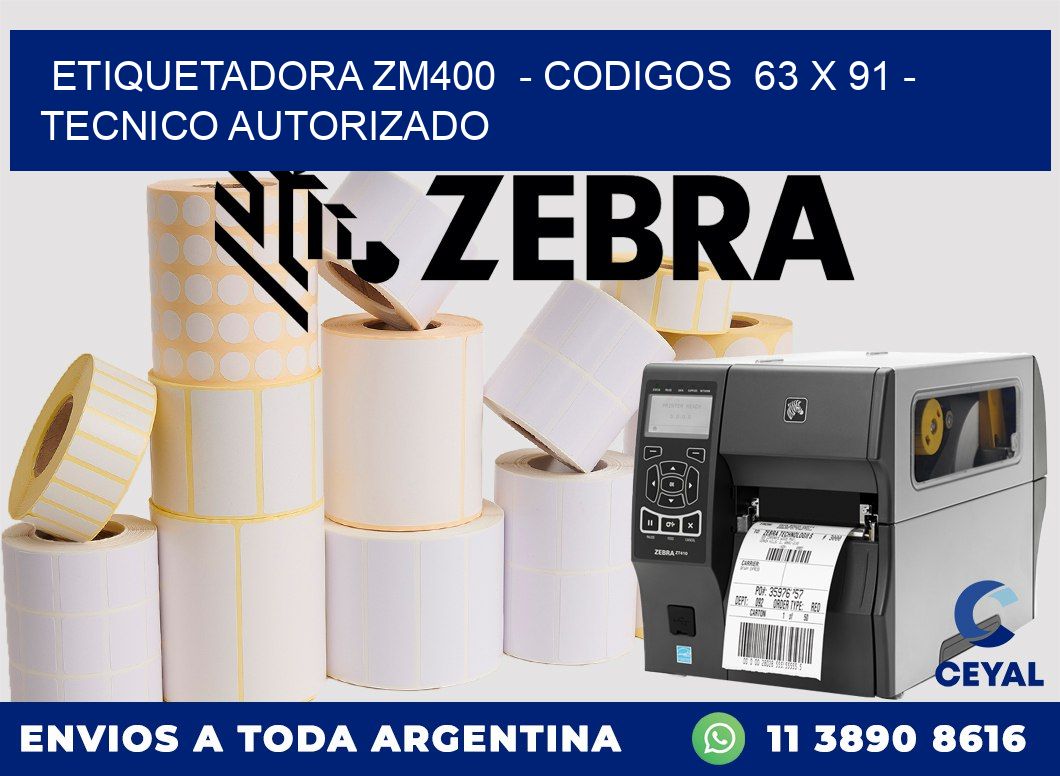 ETIQUETADORA ZM400  - CODIGOS  63 x 91 - TECNICO AUTORIZADO