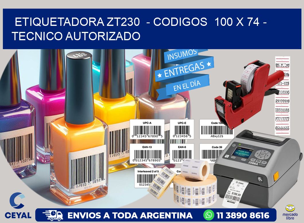 ETIQUETADORA ZT230  - CODIGOS  100 x 74 - TECNICO AUTORIZADO