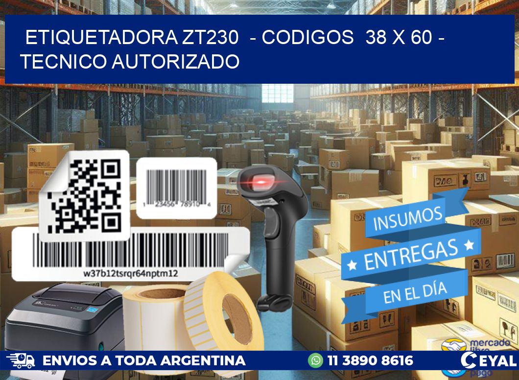 ETIQUETADORA ZT230  - CODIGOS  38 x 60 - TECNICO AUTORIZADO