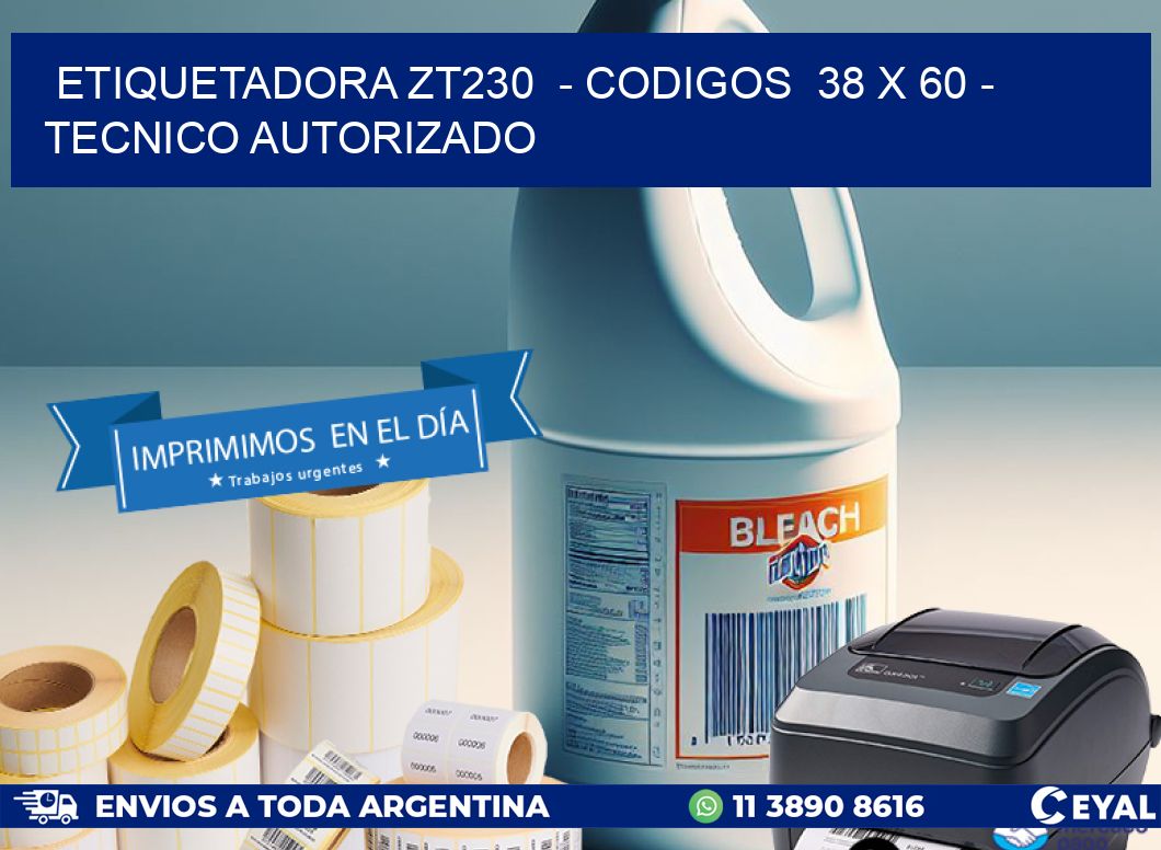 ETIQUETADORA ZT230  – CODIGOS  38 x 60 – TECNICO AUTORIZADO