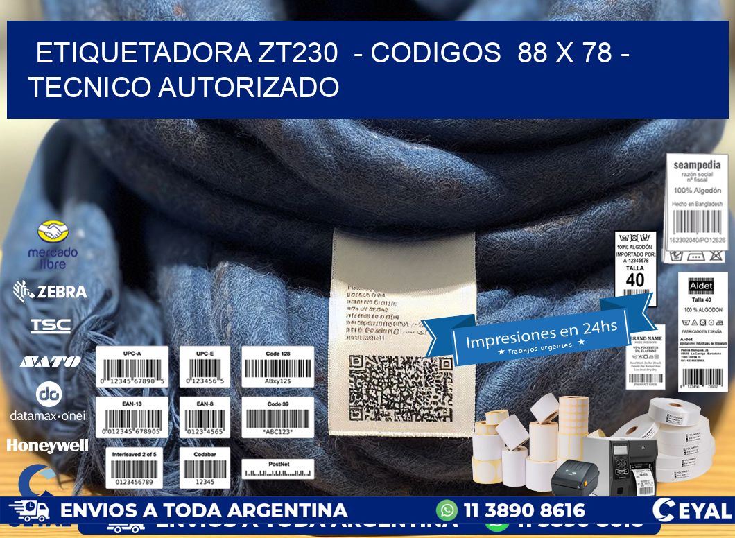 ETIQUETADORA ZT230  - CODIGOS  88 x 78 - TECNICO AUTORIZADO