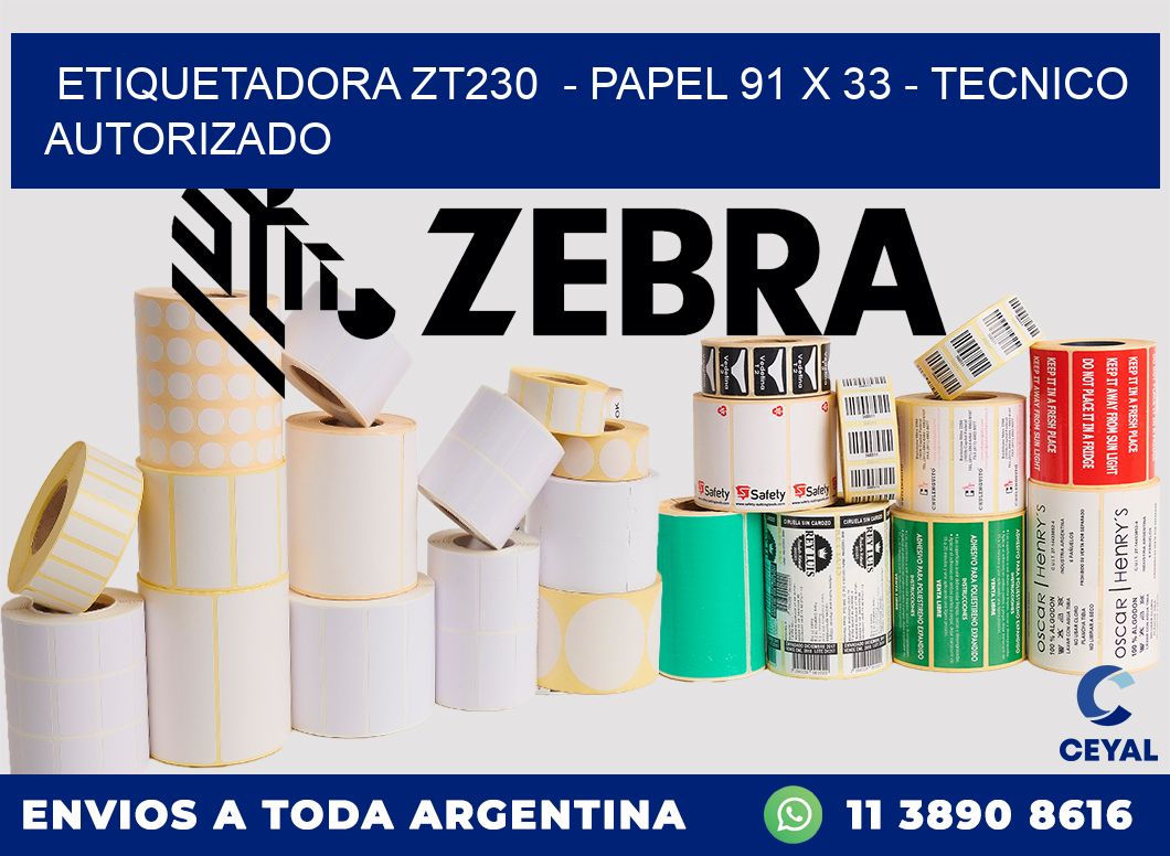 ETIQUETADORA ZT230  - PAPEL 91 x 33 - TECNICO AUTORIZADO