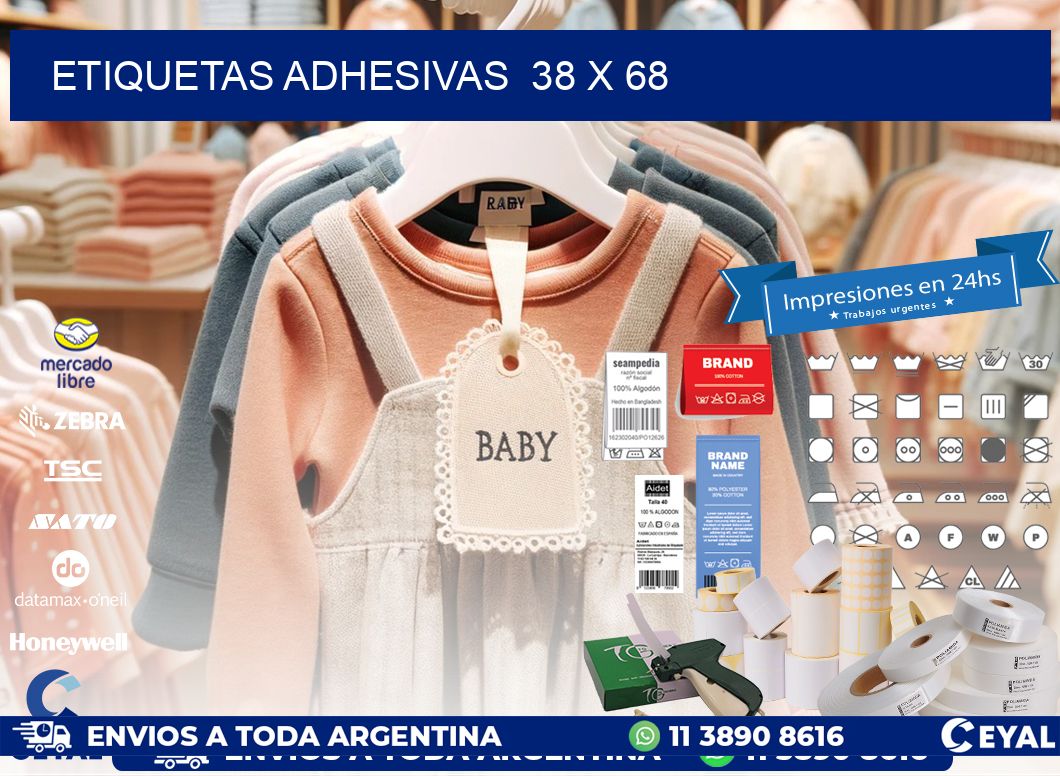 ETIQUETAS ADHESIVAS 38 x 68
