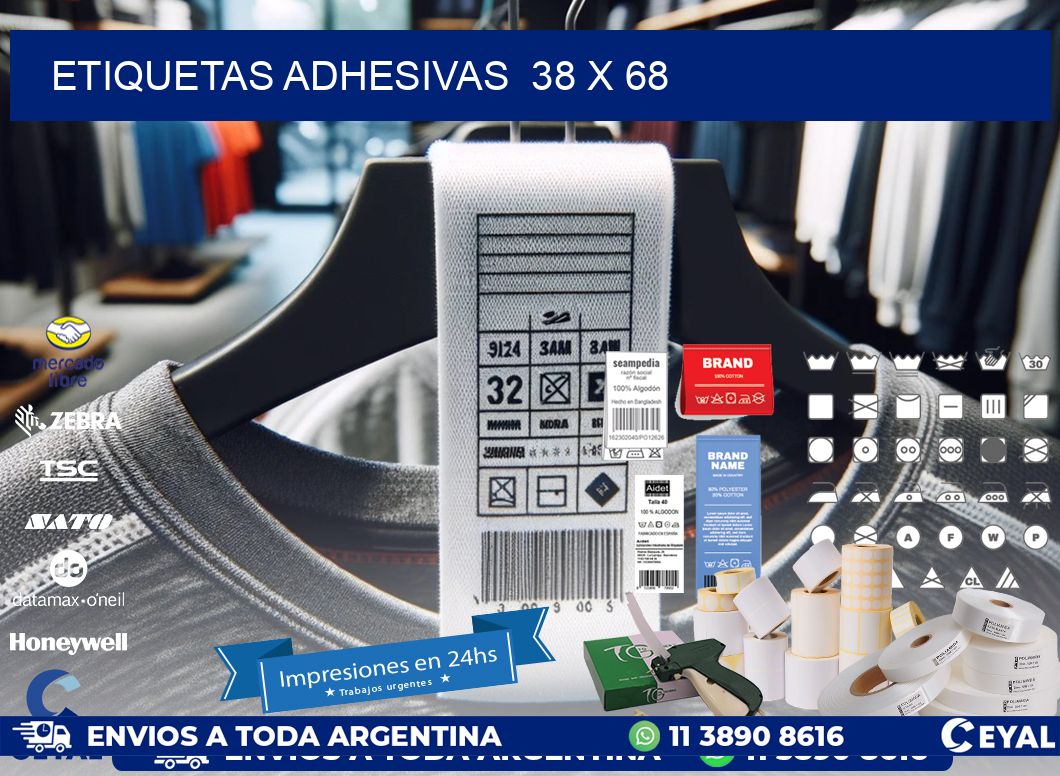 ETIQUETAS ADHESIVAS 38 x 68