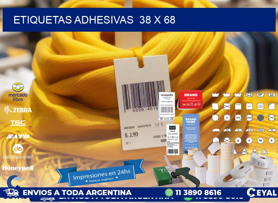ETIQUETAS ADHESIVAS 38 x 68