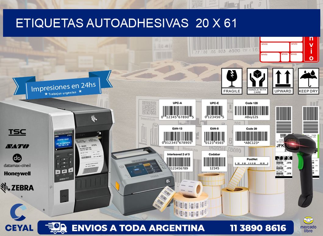 ETIQUETAS AUTOADHESIVAS  20 x 61