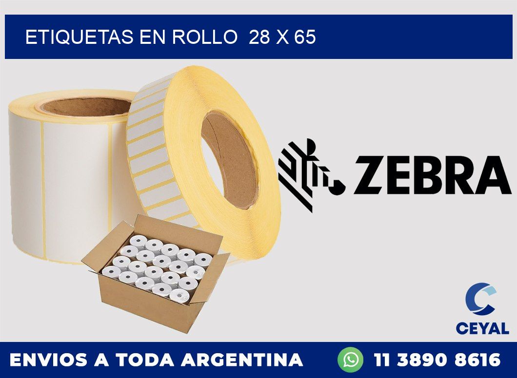 ETIQUETAS EN ROLLO  28 x 65