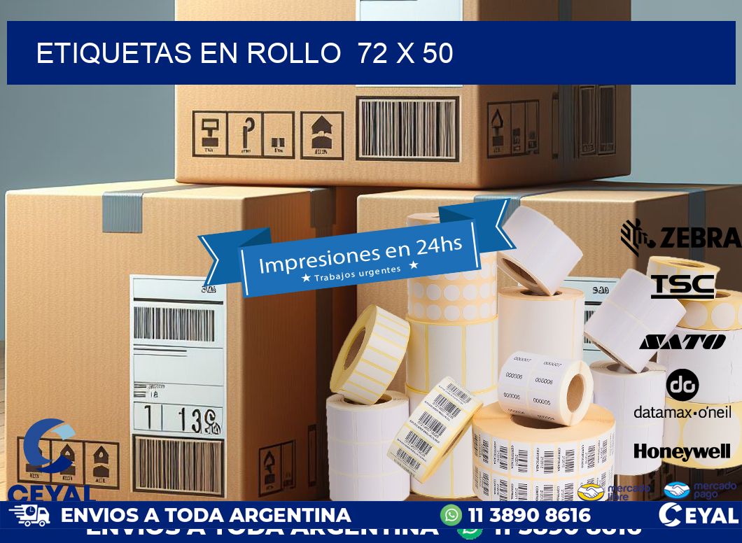 ETIQUETAS EN ROLLO  72 x 50