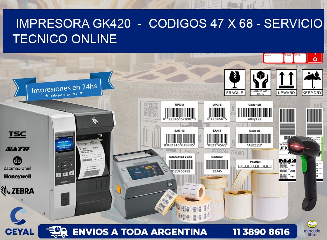 IMPRESORA GK420  –  CODIGOS 47 x 68 – SERVICIO TECNICO ONLINE