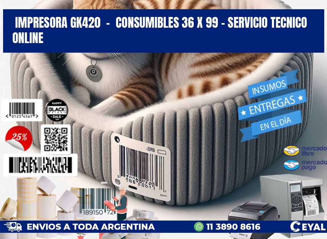 IMPRESORA GK420  -  CONSUMIBLES 36 x 99 - SERVICIO TECNICO ONLINE