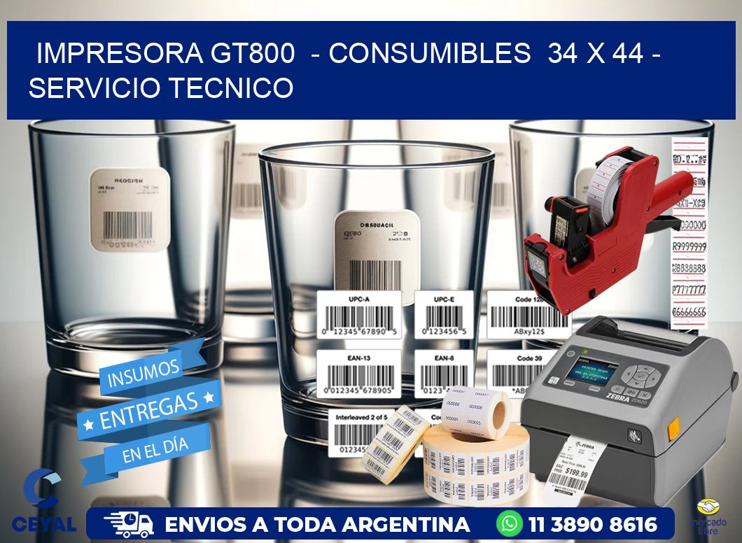 IMPRESORA GT800  - CONSUMIBLES  34 x 44 - SERVICIO TECNICO